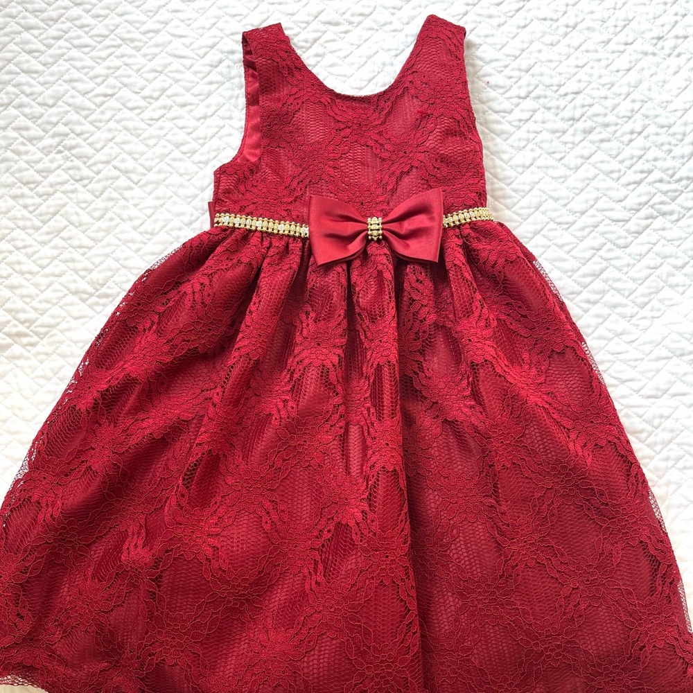 NEW American Princess girls Red Laced Dress 4T